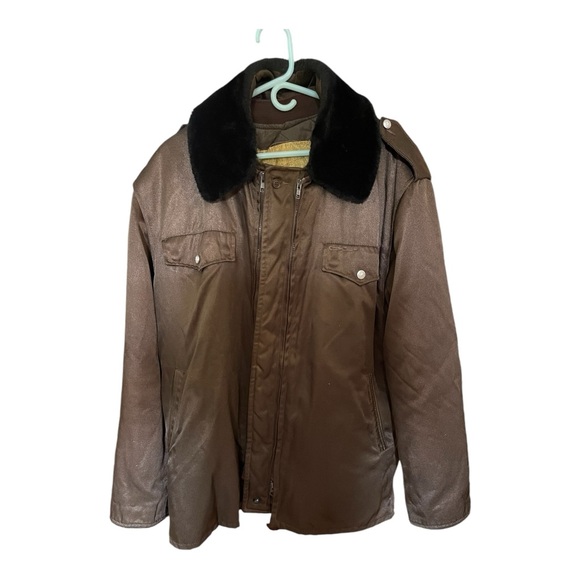 Vintage Protector Montreal Security Winter  Bomber Jacket Sz 46 Long Brown - Picture 2 of 16
